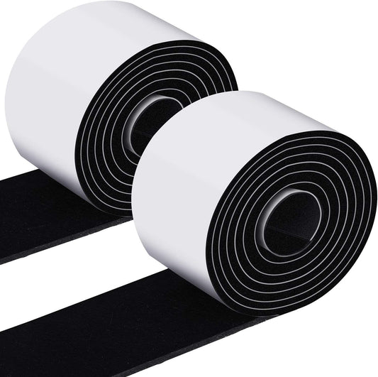 Non Slip Felt Furniture Pads with Adhesive Backing - 2 Pack Felt Strips for Hardwood Floors - Chair Wall Protector - Black, 120 x 2 x 0.12 Inch