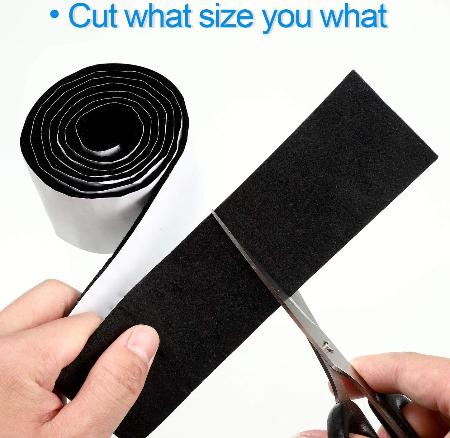 Non Slip Felt Furniture Pads with Adhesive Backing - 2 Pack Felt Strips for Hardwood Floors - Chair Wall Protector - Black, 120 x 2 x 0.12 Inch