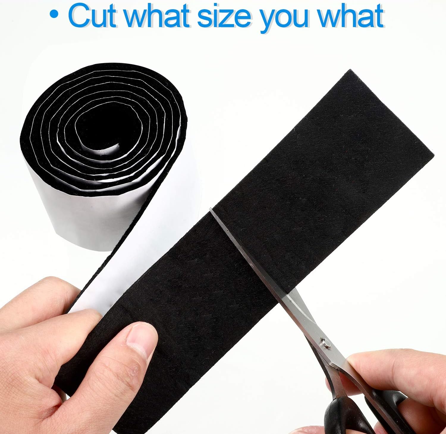 Non Slip Felt Furniture Pads with Adhesive Backing - 2 Pack Felt Strips for Hardwood Floors - Chair Wall Protector - Black, 120 x 2 x 0.12 Inch