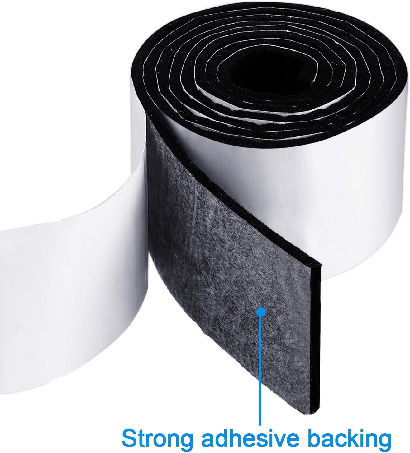 Non Slip Felt Furniture Pads with Adhesive Backing - 2 Pack Felt Strips for Hardwood Floors - Chair Wall Protector - Black, 120 x 2 x 0.12 Inch