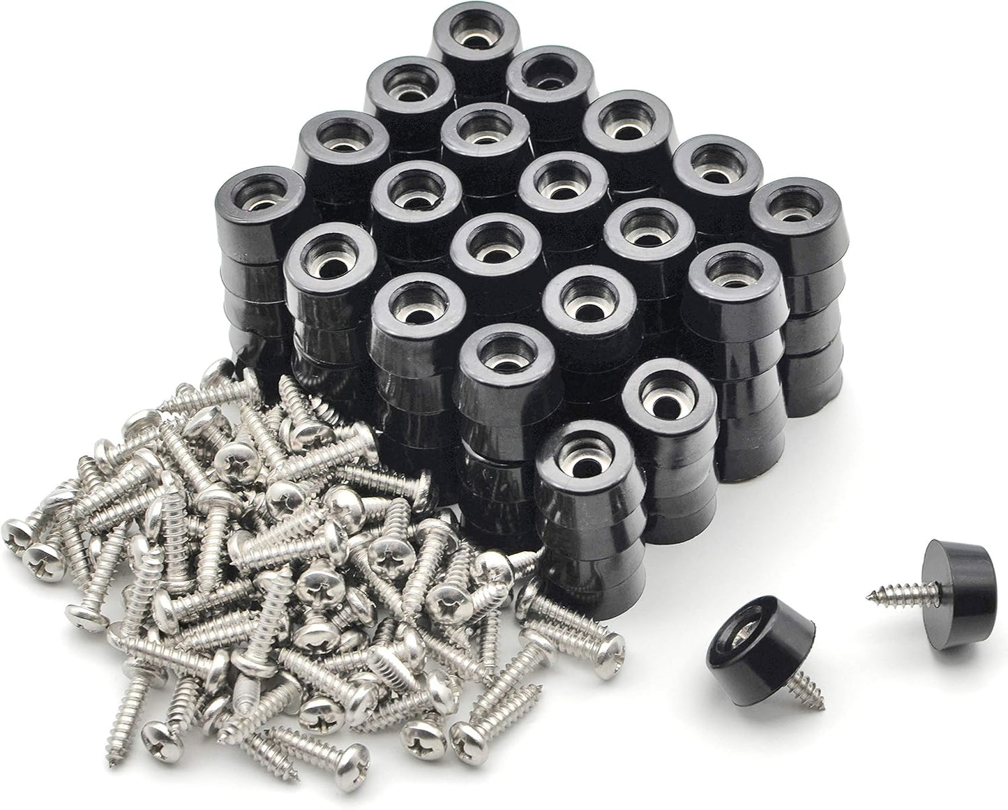 Non-Slip Round Rubber Cutting Board Feet with Stainless Screws - Pack of 100