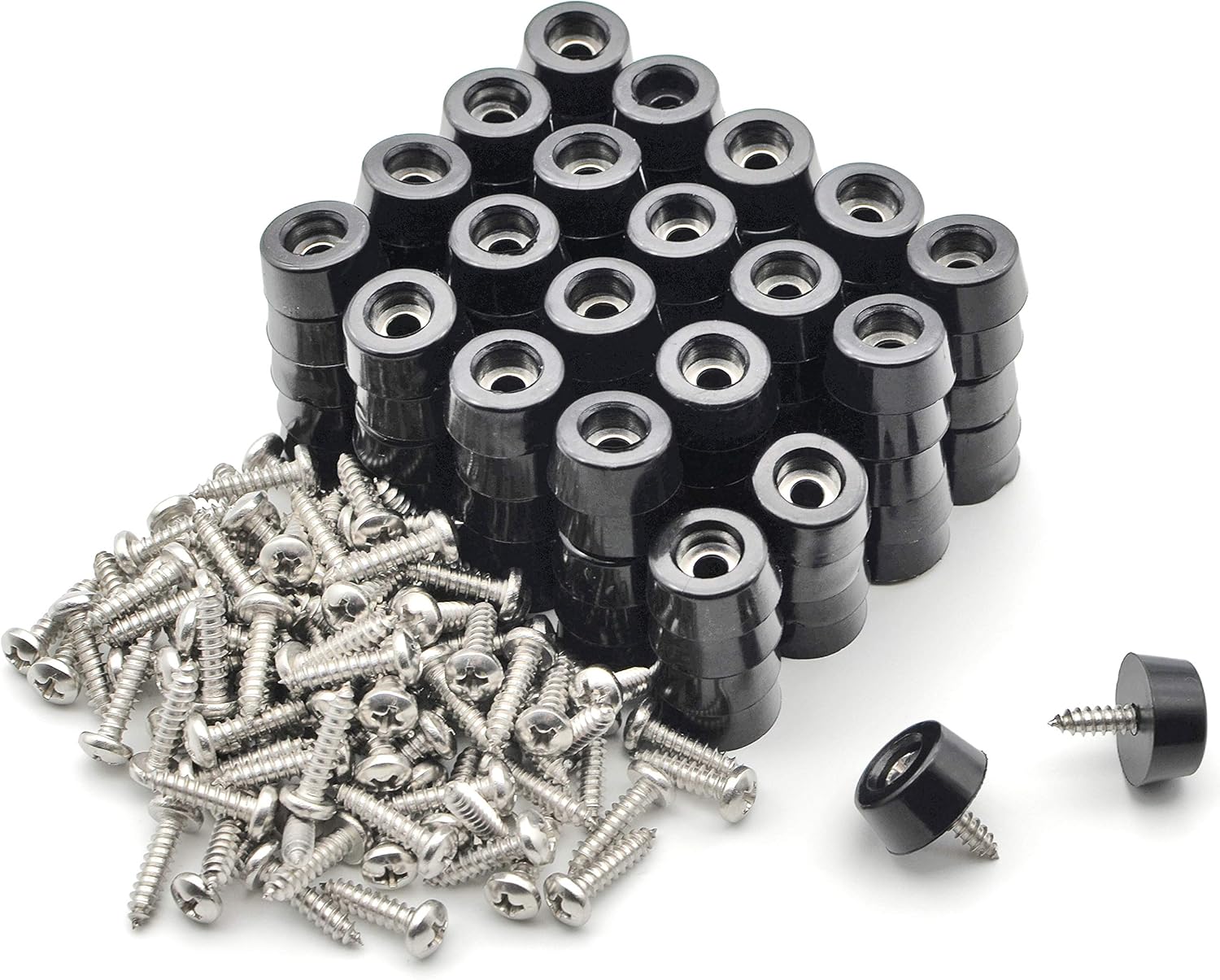 Non-Slip Round Rubber Cutting Board Feet with Stainless Screws - Pack of 100