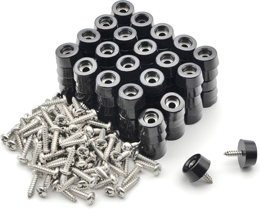 Non-Slip Round Rubber Cutting Board Feet with Stainless Screws - Pack of 100