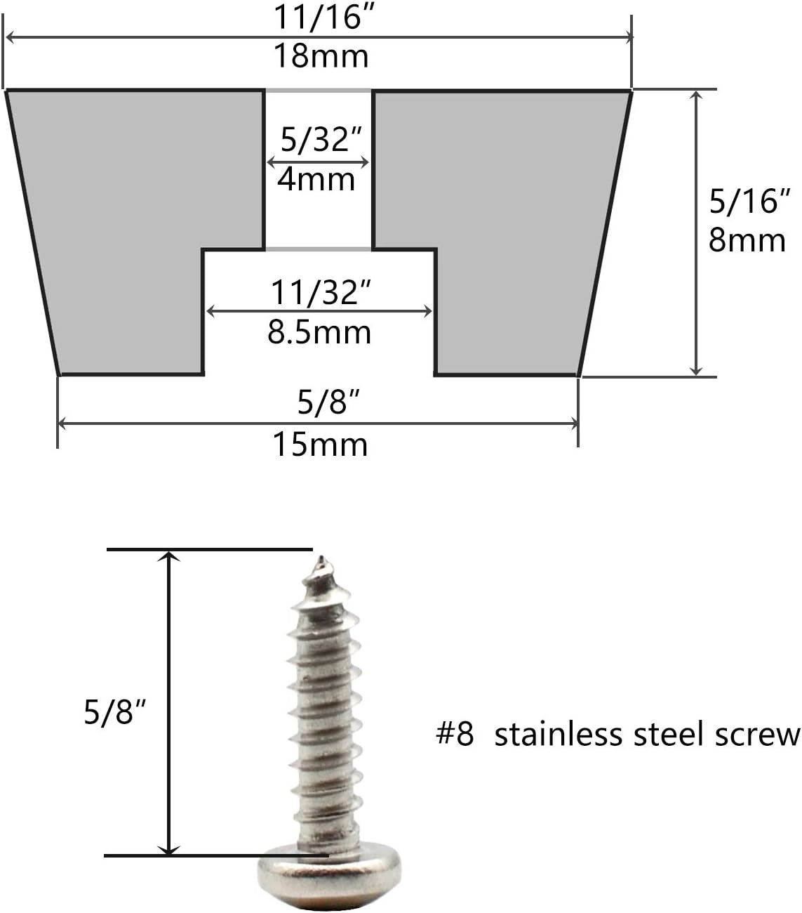 Non-Slip Round Rubber Cutting Board Feet with Stainless Screws - Pack of 100