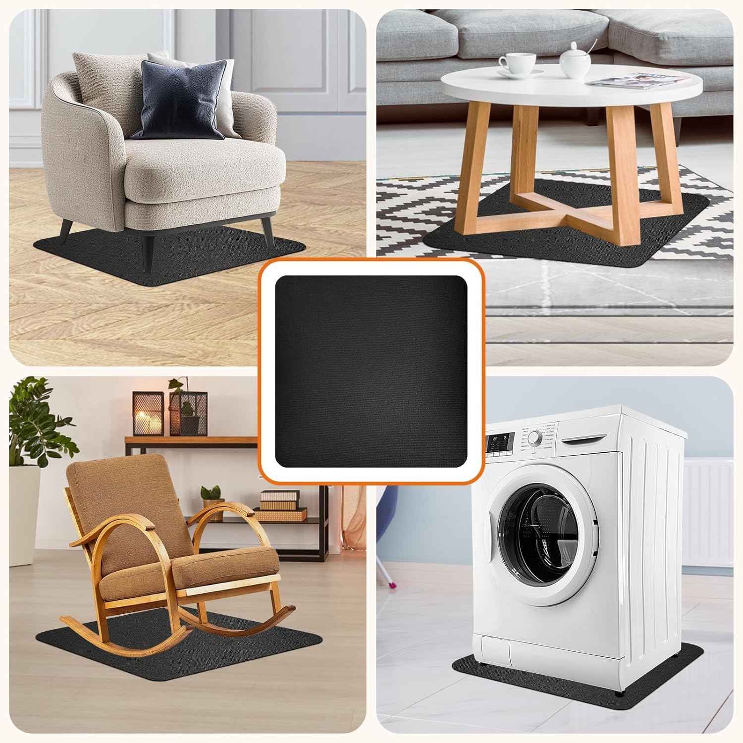 Non-Slip Rubber Furniture Pads for Hardwood Floors - 30" Square Gripper Pad for Recliners, Sofas, Chairs - Floor Protector Mats for Tile and Carpets