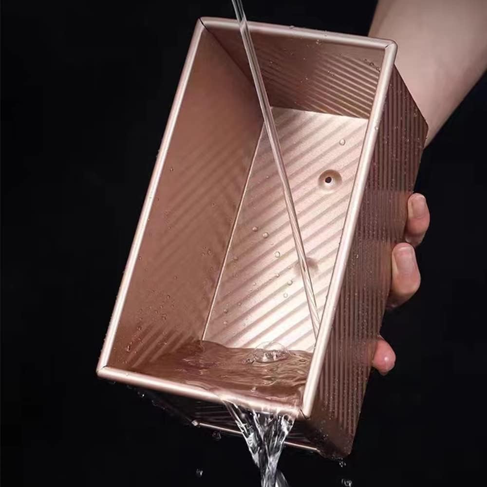 Non-Stick Carbon Steel Bread Pan with Lid for Baking - Toast Mold Loaf Baking Set (Golden, 1 Piece)