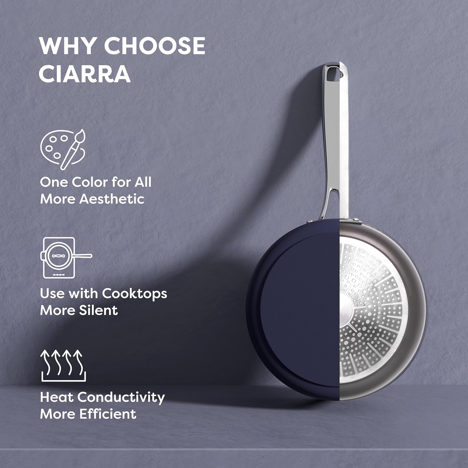 Non Stick Ceramic Cookware Set with Lids - PTFE & PFOA Free - Oven Safe - Blue Color - Compatible with All Stovetops