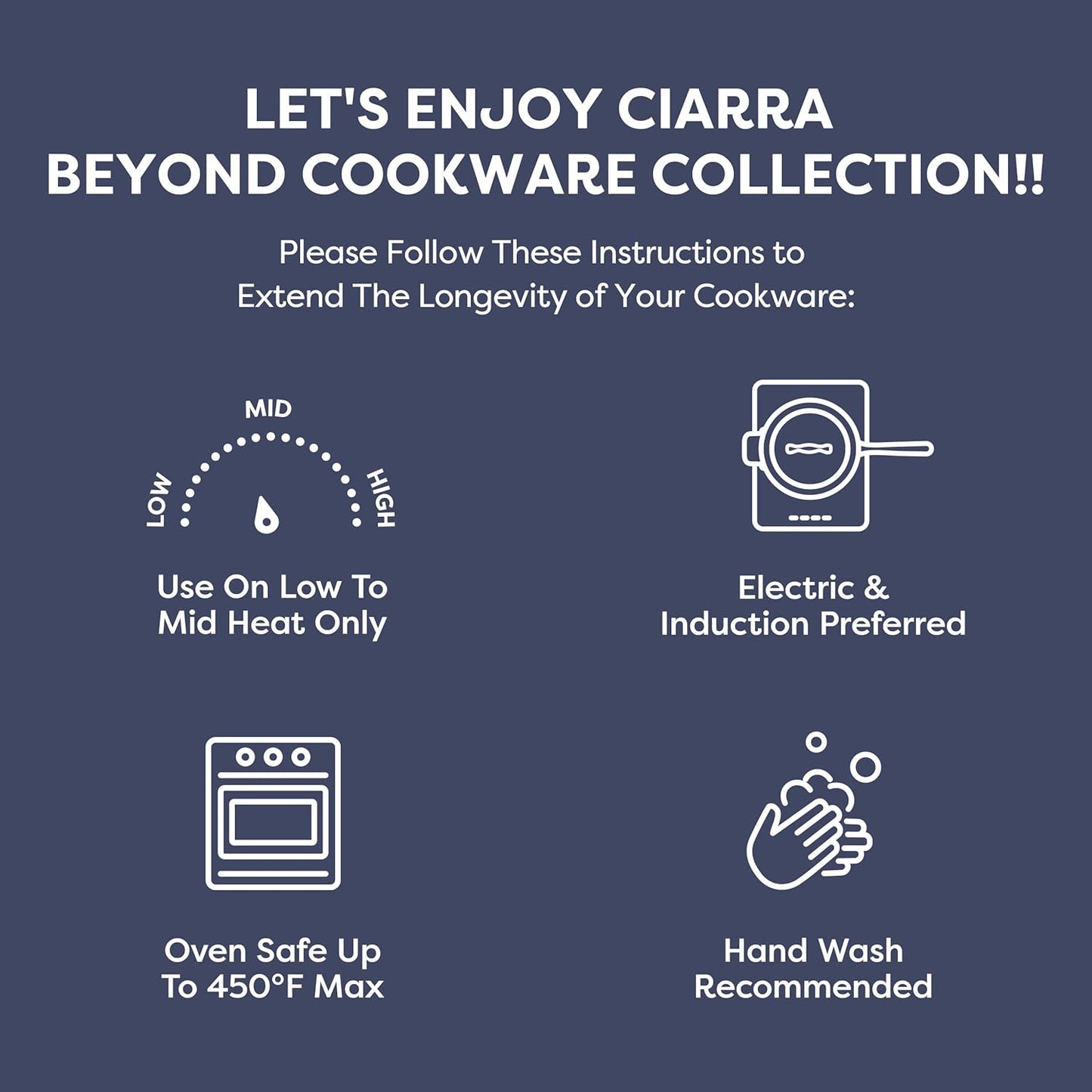 Non Stick Ceramic Cookware Set with Lids - PTFE & PFOA Free - Oven Safe - Blue Color - Compatible with All Stovetops