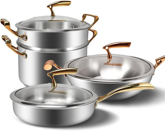 Non-Stick Cookware Set with Soup Pot, Milk Pot, Frying Pan, and More - Kitchen Cooking Pot Variety Pack