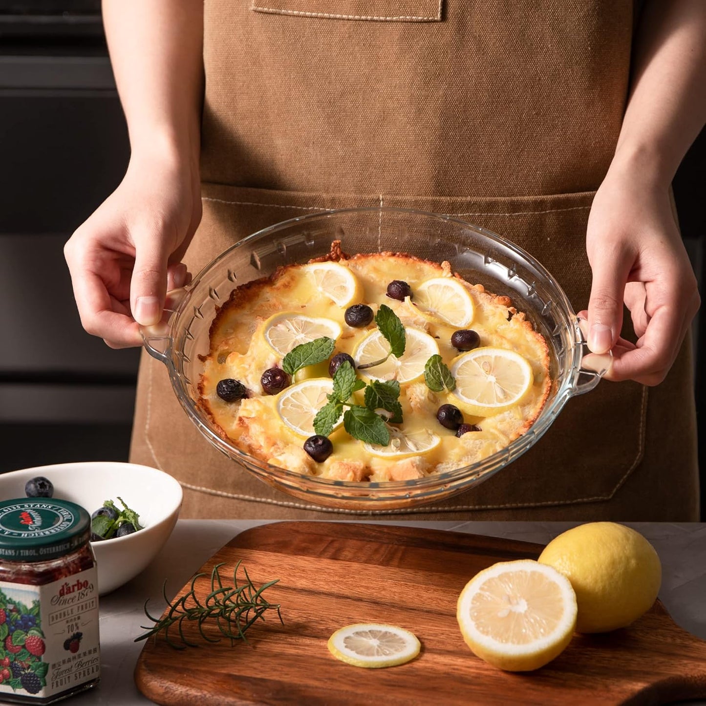 Non-Stick Glass Pie Pan Set for Baking (2 pack), 7.5" Round Dish for Dinner, Soft Wave Edge, Ideal for Apple, Pumpkin, Pot Pies