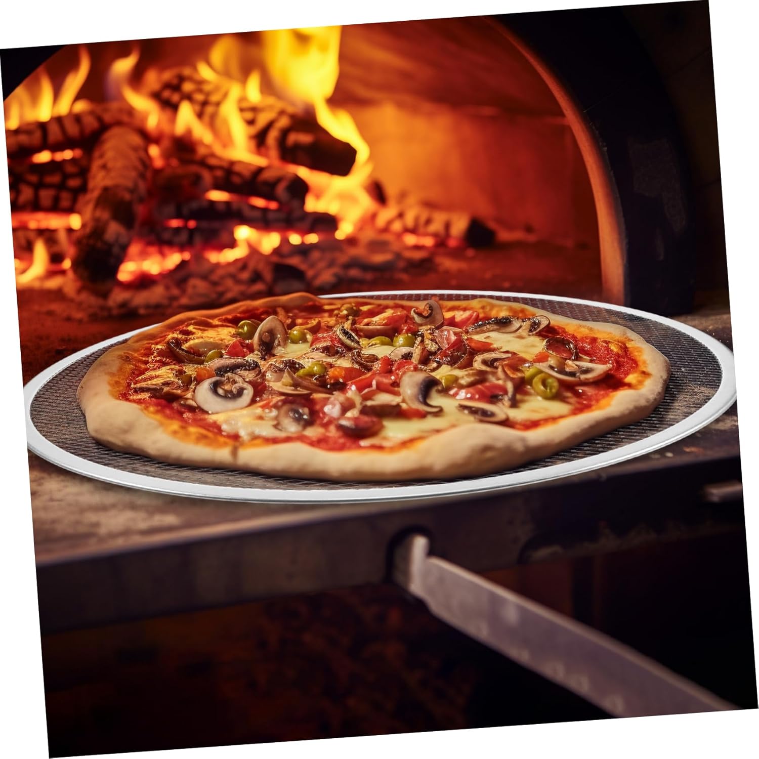 Non-Stick Round Pizza Pan with Holes, Thickened Aluminum for Easy Cleaning - KICHOUSE