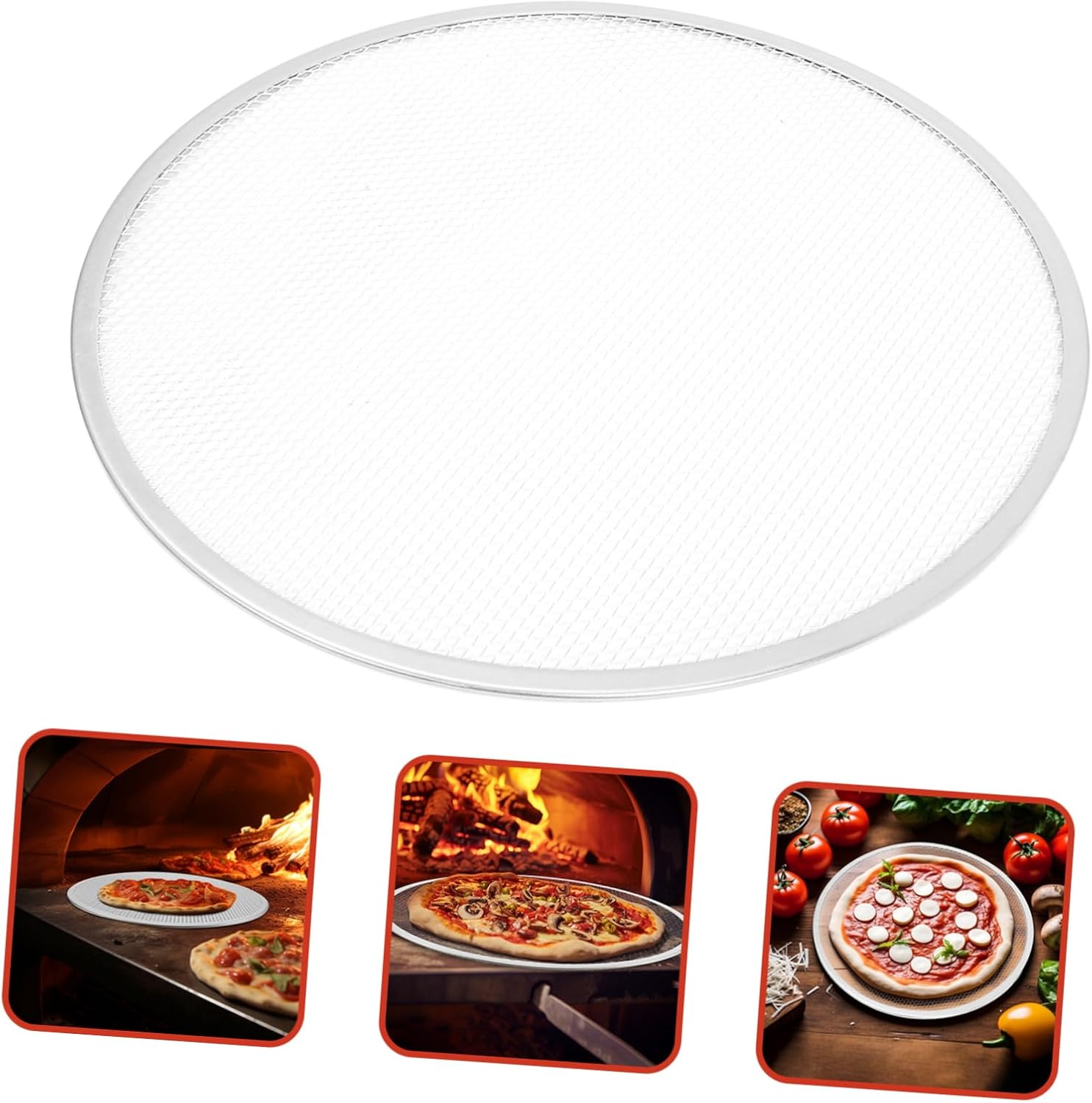 Non-Stick Round Pizza Pan with Holes, Thickened Aluminum for Easy Cleaning - KICHOUSE