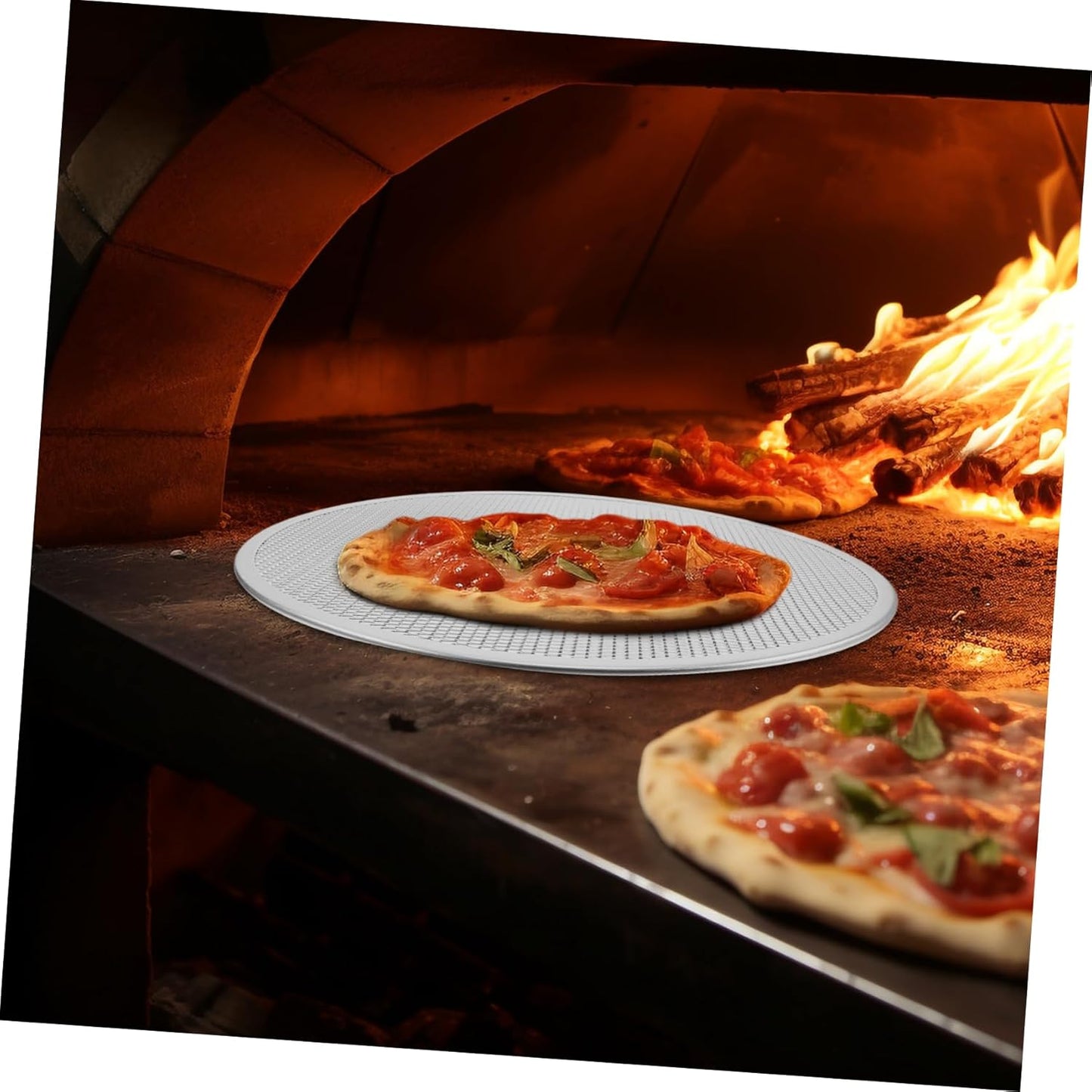 Non-Stick Round Pizza Pan with Holes, Thickened Aluminum for Easy Cleaning - KICHOUSE