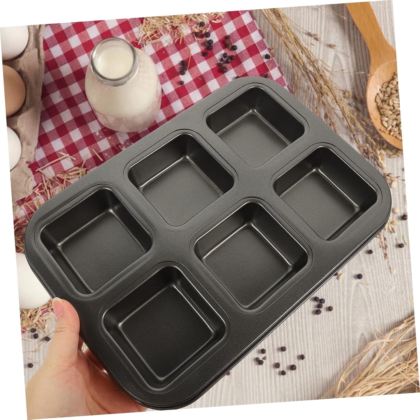 Non-Stick Square Baking Pan Set for Loaf, Muffins, Cheesecake, Bread, and More - Oven Safe Cake Pans with Roasting Dish and Grilling Platter