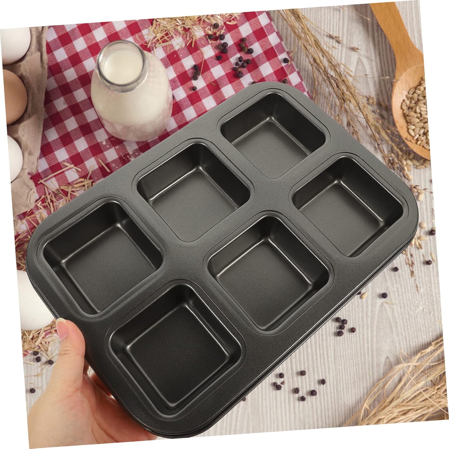 Non-Stick Square Baking Pan Set for Loaf, Muffins, Cheesecake, Bread, and More - Oven Safe Cake Pans with Roasting Dish and Grilling Platter