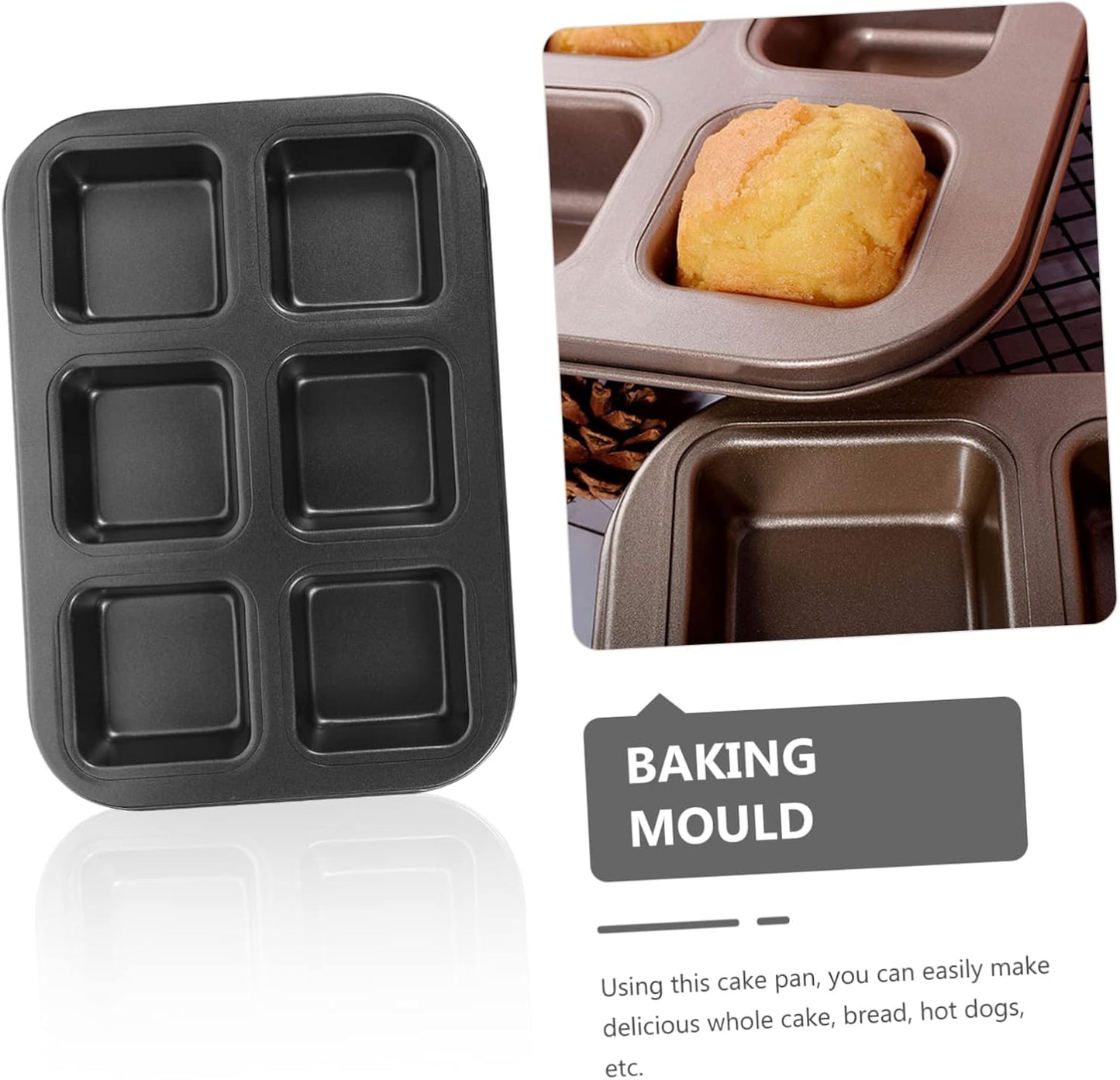 Non-Stick Square Baking Pan Set for Loaf, Muffins, Cheesecake, Bread, and More - Oven Safe Cake Pans with Roasting Dish and Grilling Platter