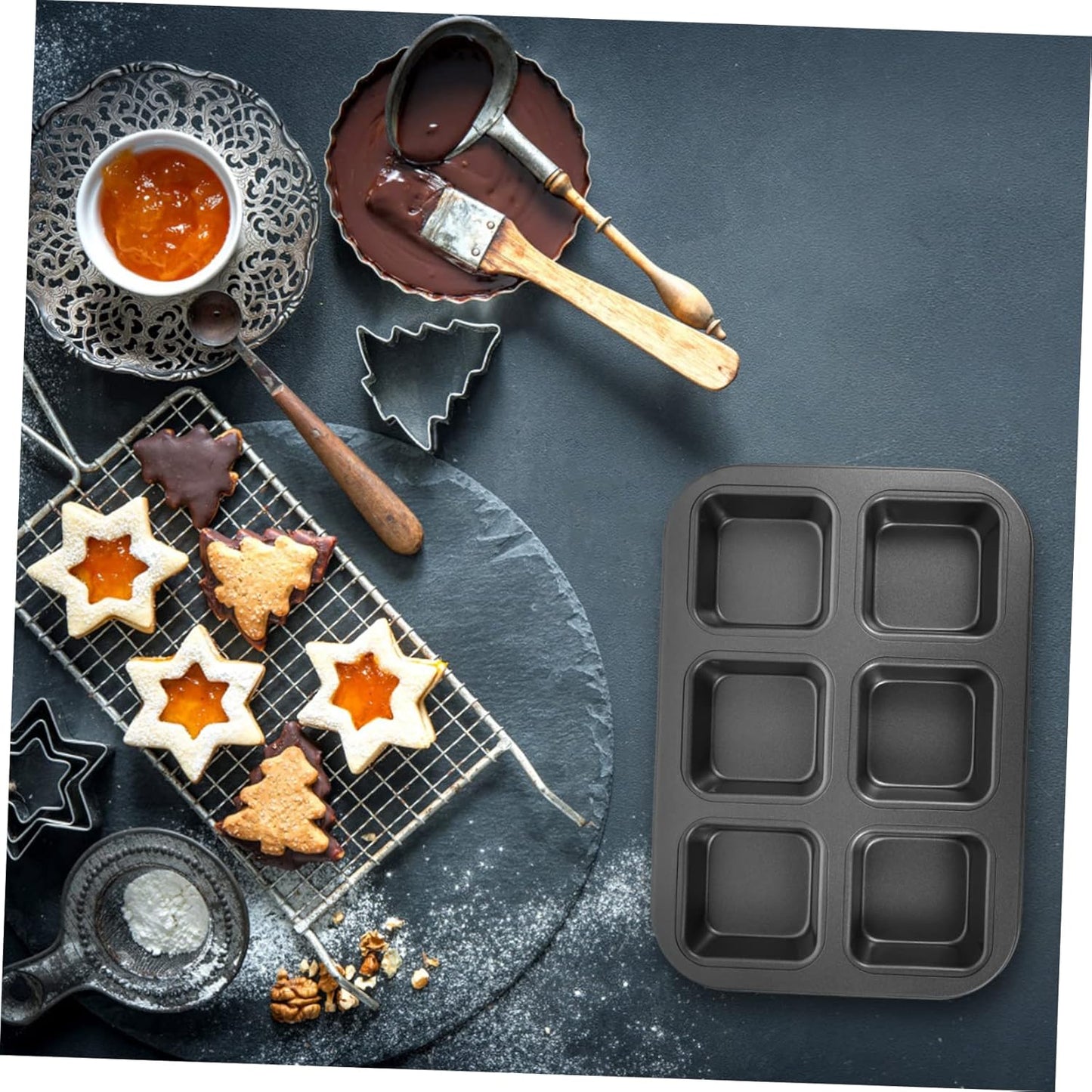 Non-Stick Square Baking Pan Set for Loaf, Muffins, Cheesecake, Bread, and More - Oven Safe Cake Pans with Roasting Dish and Grilling Platter