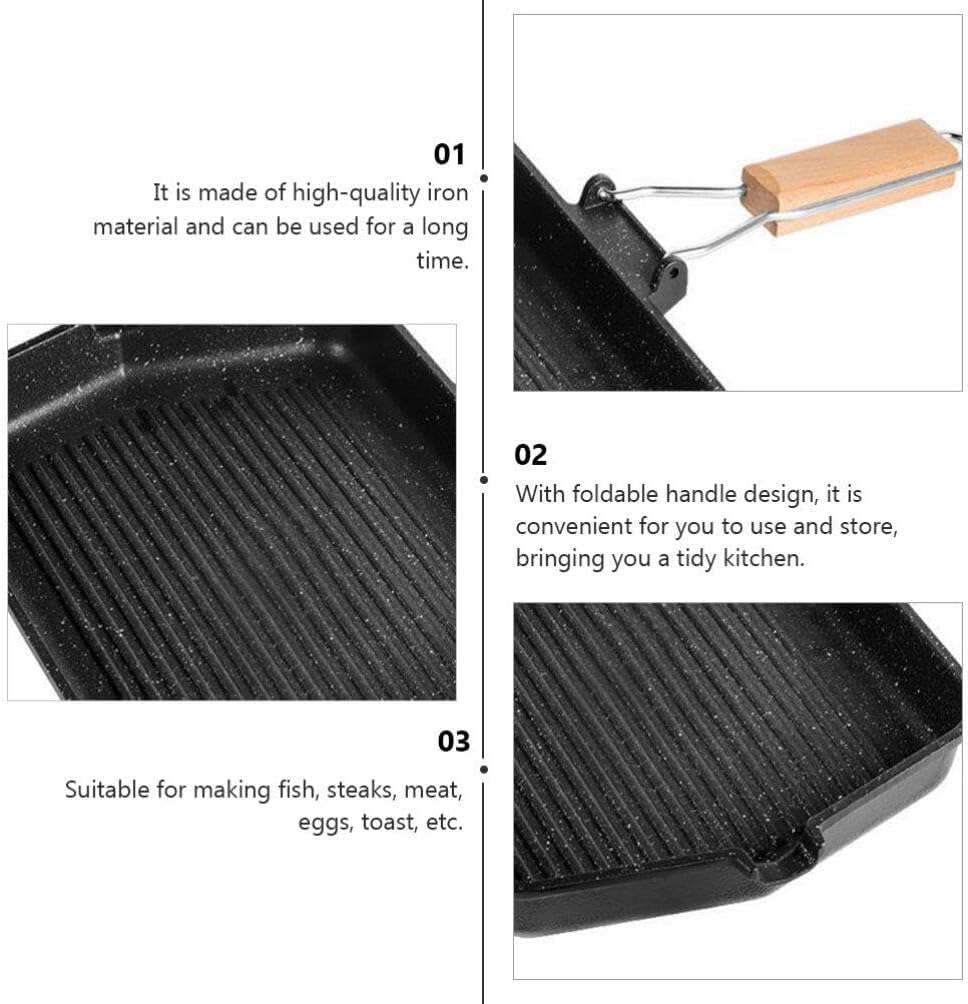 Non-Stick Square Baking Tray for Kitchen, BBQ, Frying - Black Cookware - BESTonZON