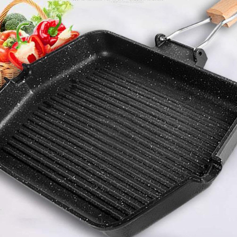 Non-Stick Square Baking Tray for Kitchen, BBQ, Frying - Black Cookware - BESTonZON