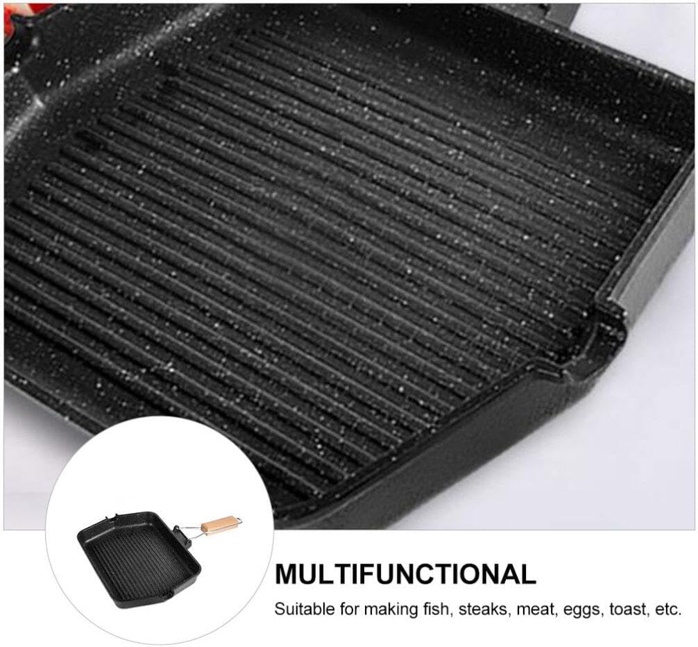 Non-Stick Square Baking Tray for Kitchen, BBQ, Frying - Black Cookware - BESTonZON