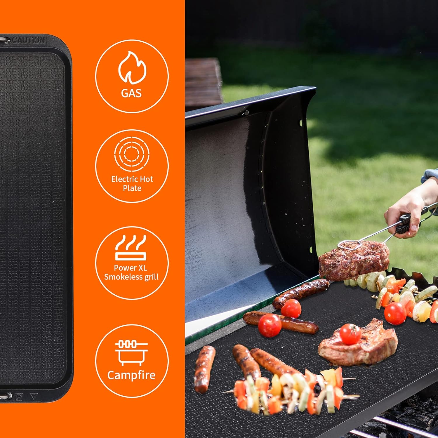 Non-Stick Stovetop Flat Top Griddle Grill Pan - 14.96" x 8.66" - Works with Power XL, Chefman, Cusimax - Aluminum - Dishwasher Safe