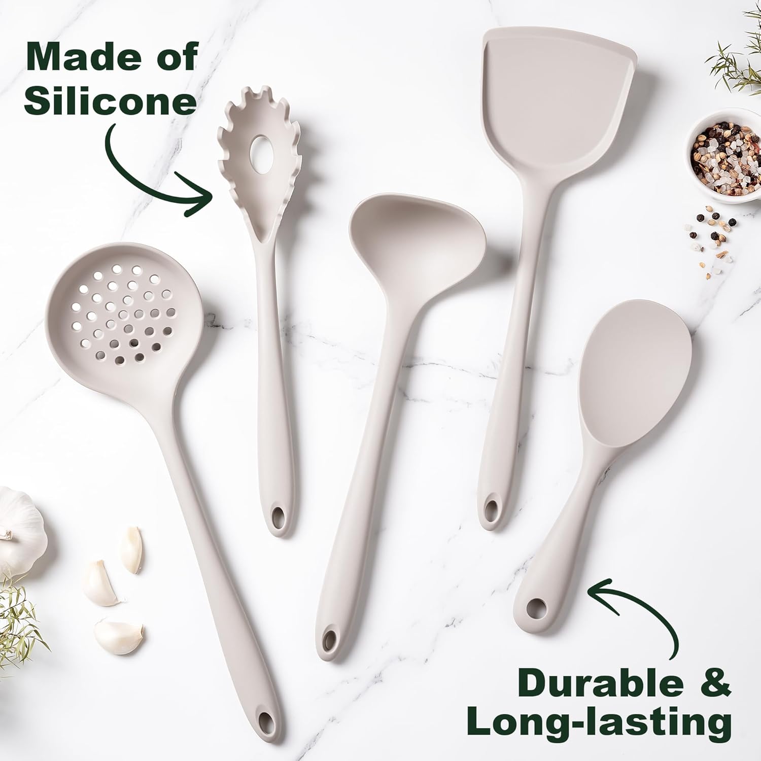 Non-Toxic Ceramic Cookware Set with Dutch Oven, Frying Pan, and Utensils - Gold Kitchen Pots and Pans Gift Set