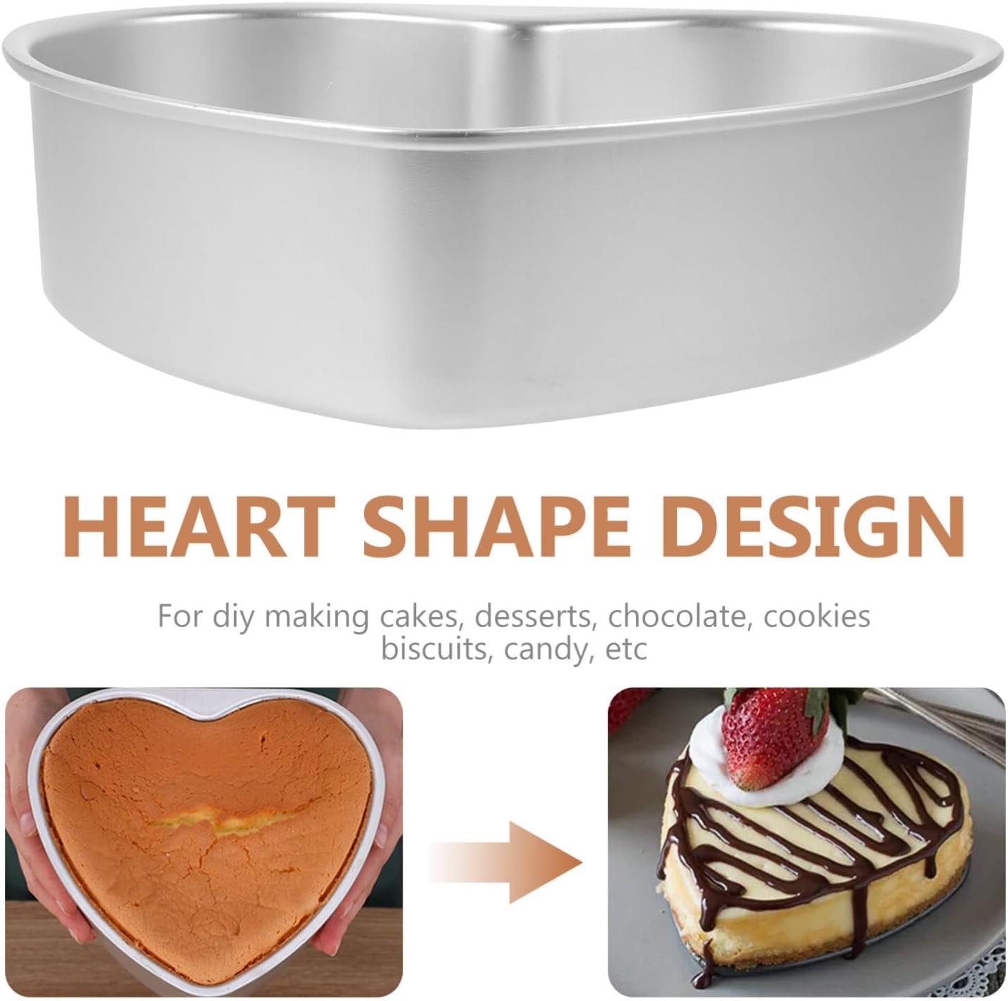 Nonstick 10-Inch Heart Shaped Cake Pan with Removable Bottom - DIY Baking Mold Tool for Heart Shape Cakes by Zerodeko