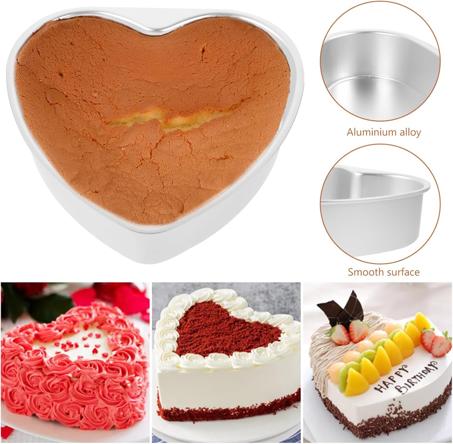 Nonstick 10-Inch Heart Shaped Cake Pan with Removable Bottom - DIY Baking Mold Tool for Heart Shape Cakes by Zerodeko