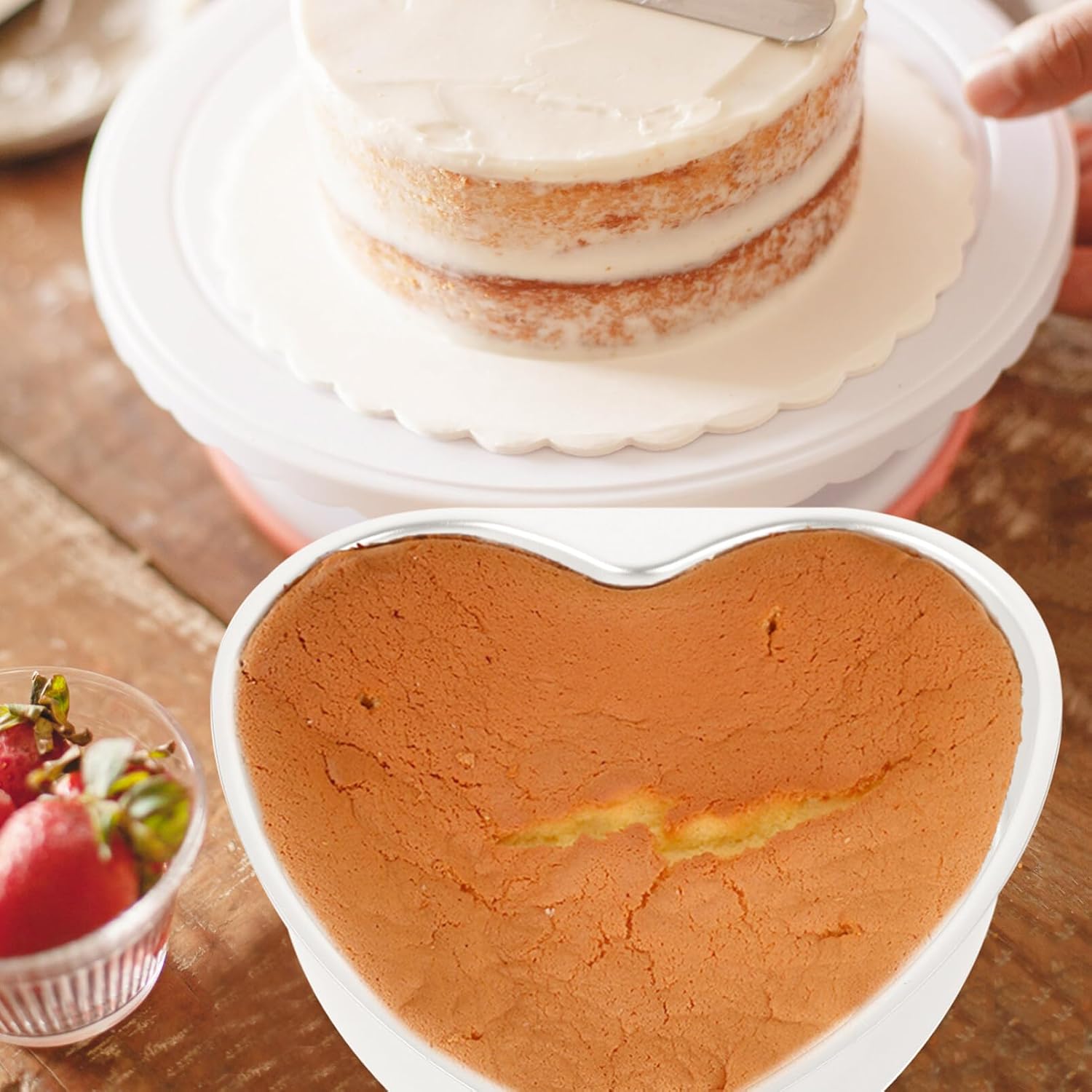 Nonstick 10-Inch Heart Shaped Cake Pan with Removable Bottom - DIY Baking Mold Tool for Heart Shape Cakes by Zerodeko