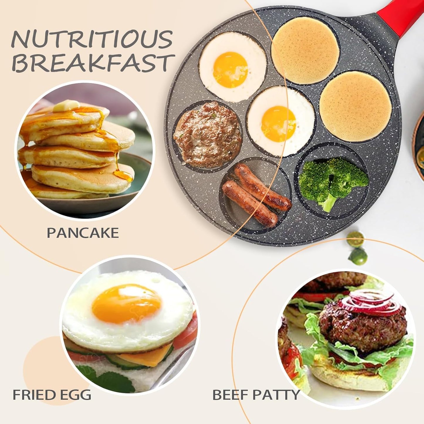 Nonstick 7-Egg Skillet Pancake Pan with Egg Cooker in Silver Dollar Size