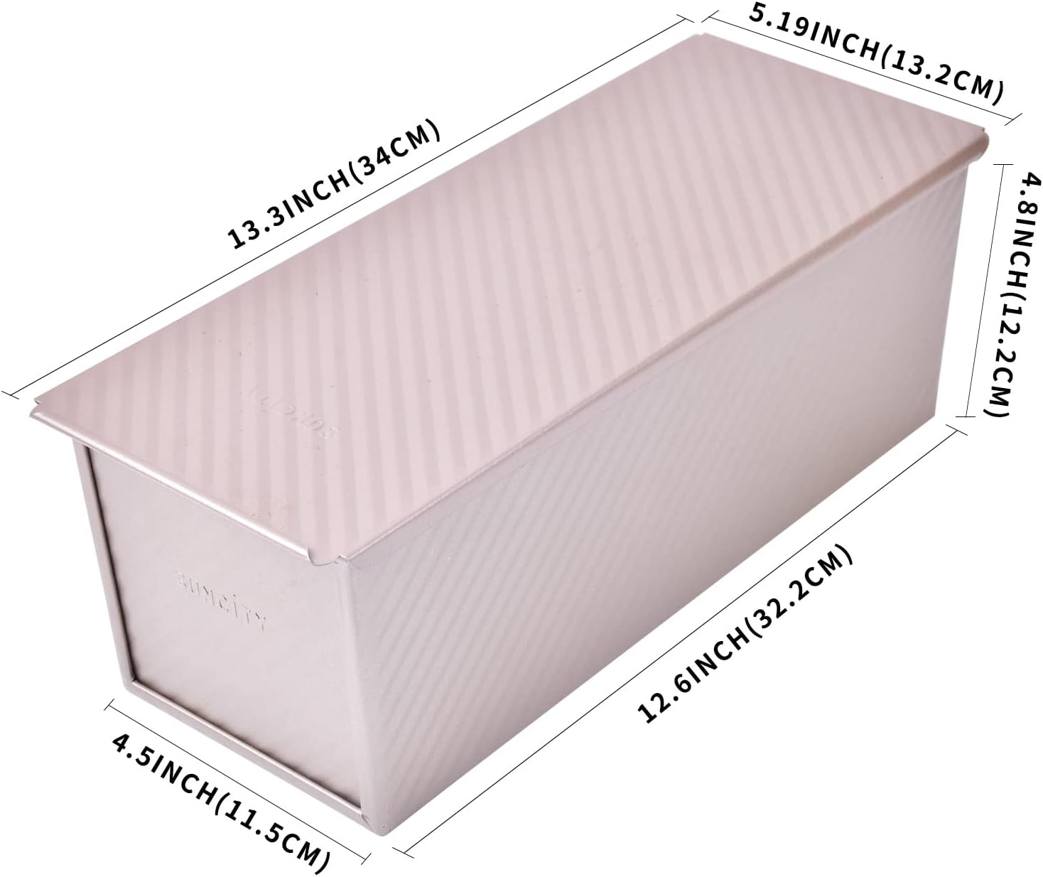 Nonstick Aluminized Steel Pullman Loaf Pan with Lid for Baking Bread - 2.2 lb Capacity - Ideal for Quick Bread, Yeast Breads, and Pound Cakes - Gold Color