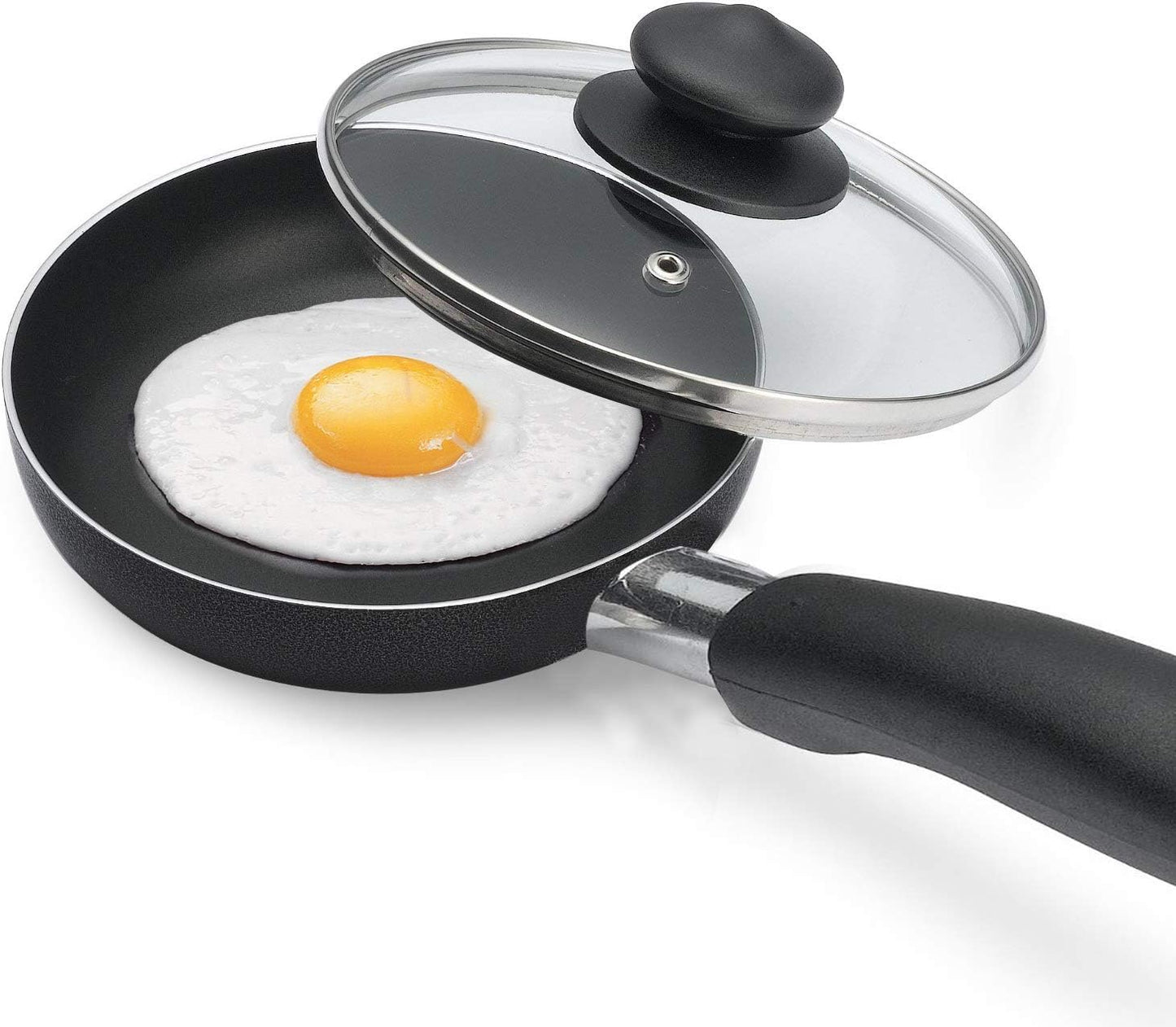 Nonstick Aluminum Frying Pan Set with Glass Lid - 6" & 2 Qt. Saucepan Bundle - Oven/Dishwasher Safe - Easy Cleaning