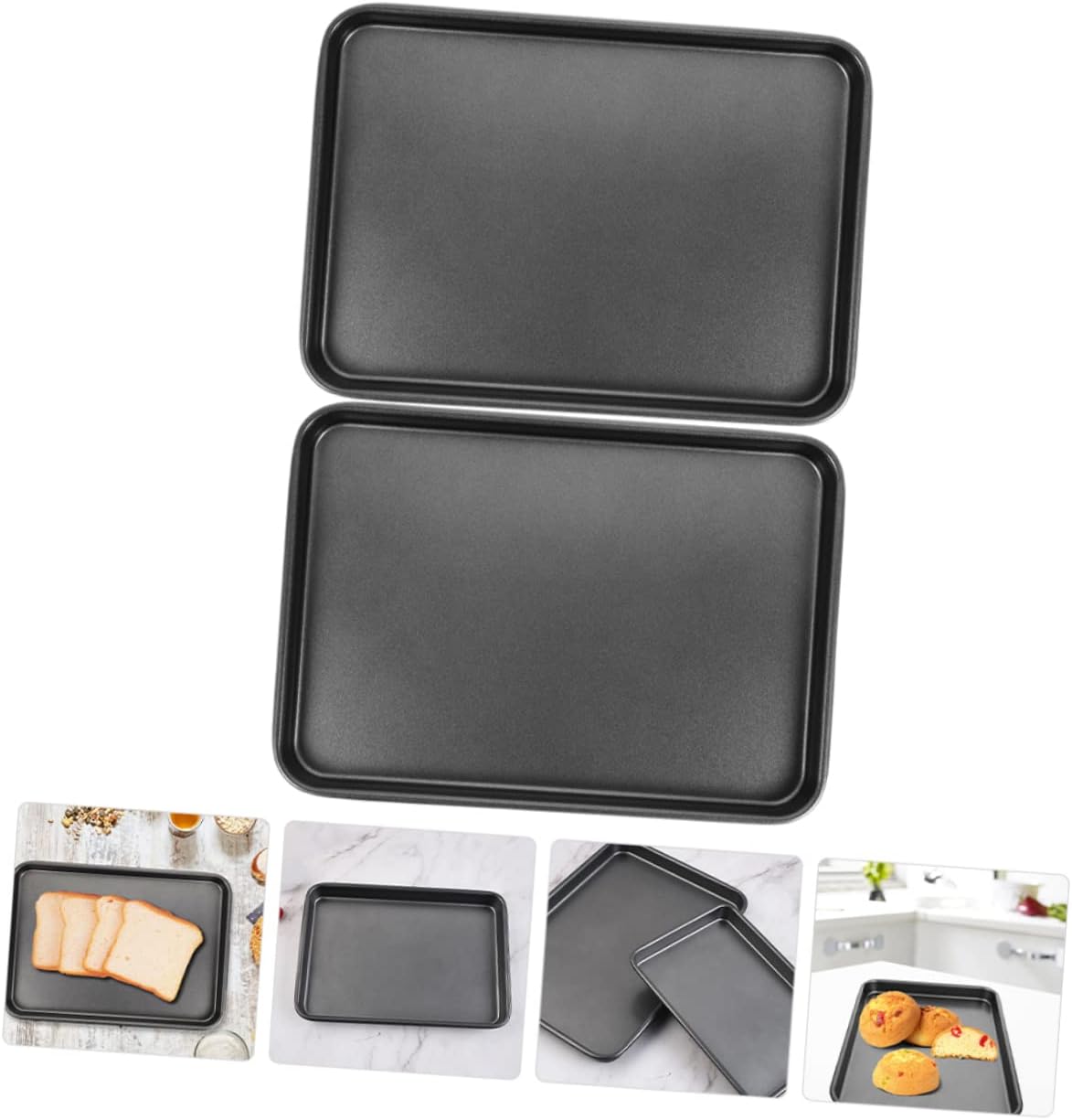 Nonstick Carbon Steel Baking Set: 2 Cookie Sheets, Bread Loaf Pans, Mini Baking Pans, and Skillet