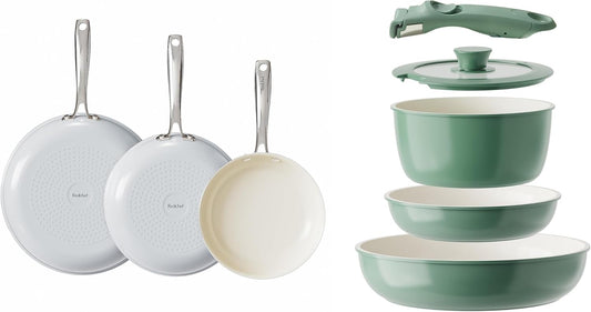 Nonstick Ceramic Pots and Pans Set - Non Toxic, PFAS PFOA & PTFE Free - Redchef Cookware for RV and Kitchen