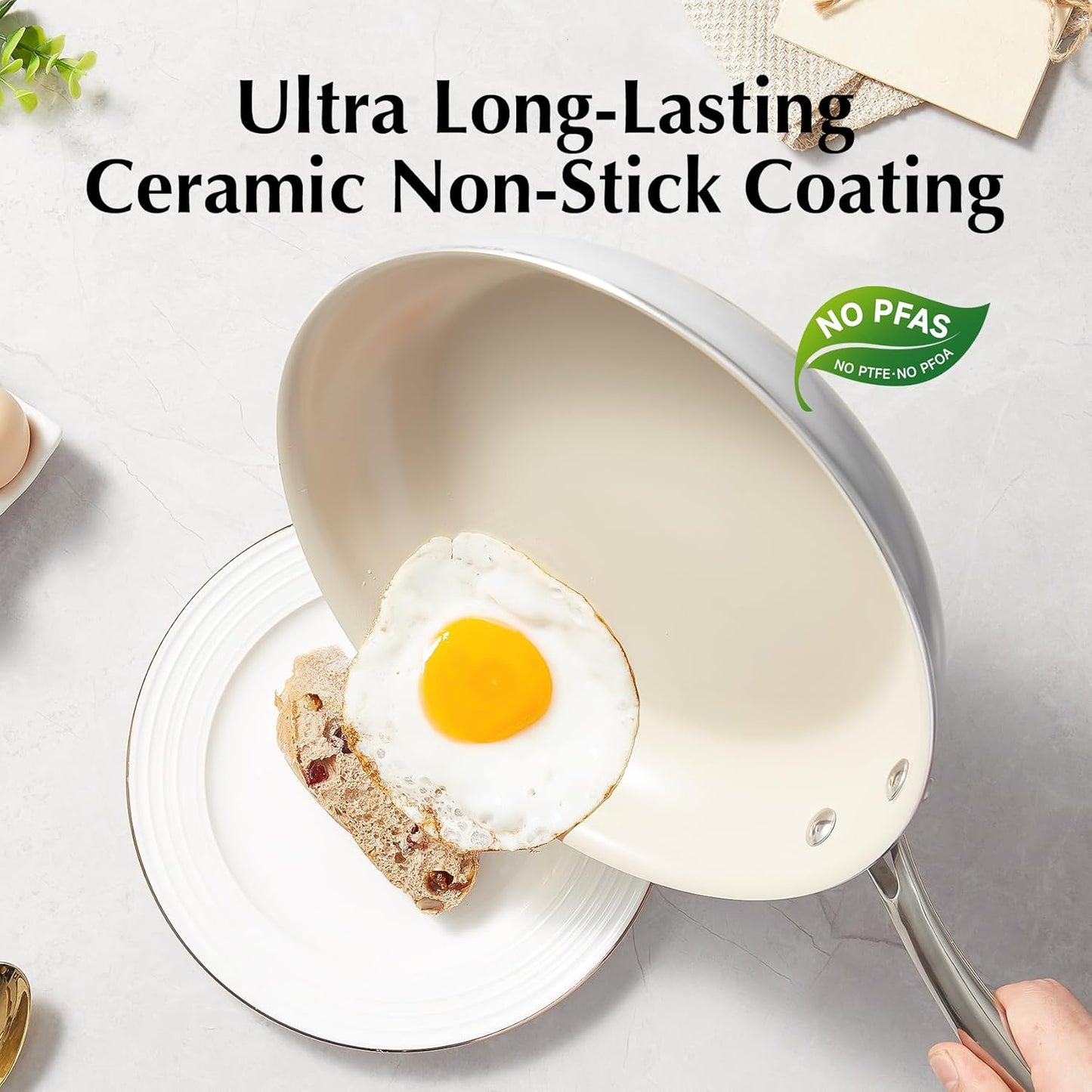 Nonstick Ceramic Pots and Pans Set - Non Toxic, PFAS PFOA & PTFE Free - Redchef Cookware for RV and Kitchen