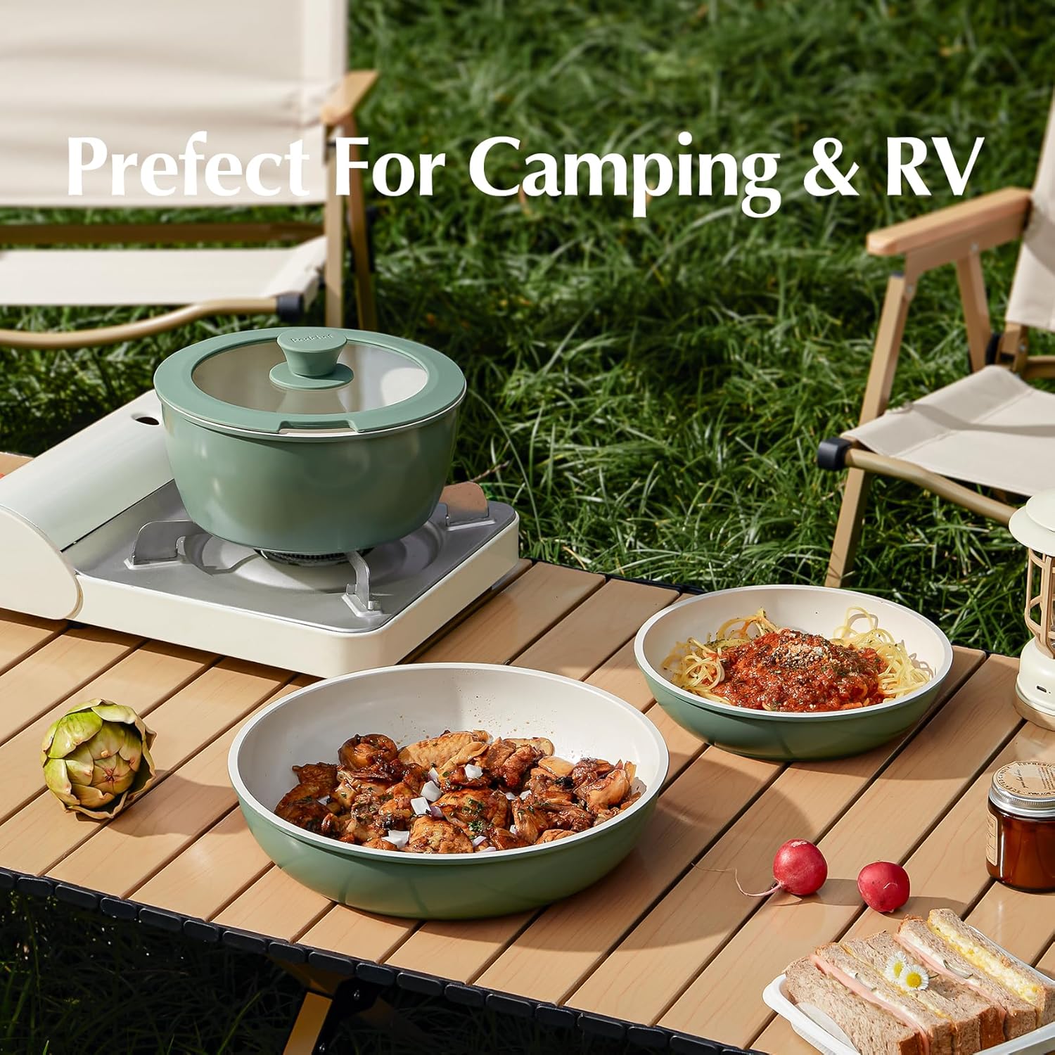 Nonstick Ceramic Pots and Pans Set - Non Toxic, PFAS PFOA & PTFE Free - Redchef Cookware for RV and Kitchen