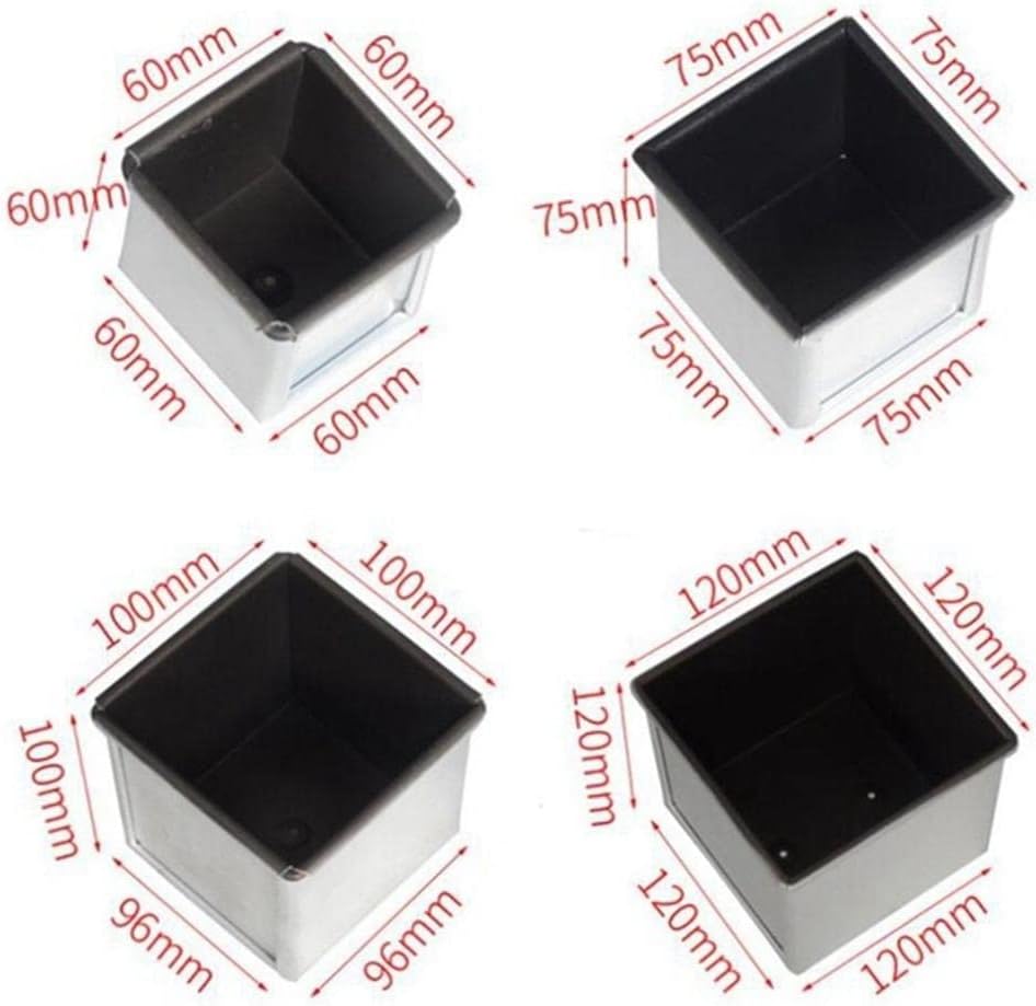 Nonstick Pullman Loaf Pan with Lid for Baking Bread and Cake in Toaster Oven - Mini Square Toast Box Mould, Silver