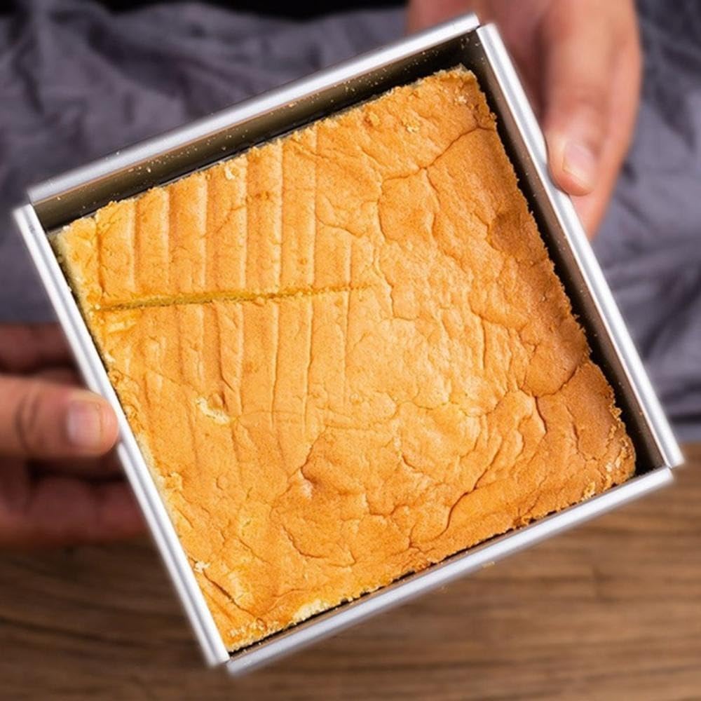 Nonstick Pullman Loaf Pan with Lid for Baking Bread and Cake in Toaster Oven - Mini Square Toast Box Mould, Silver