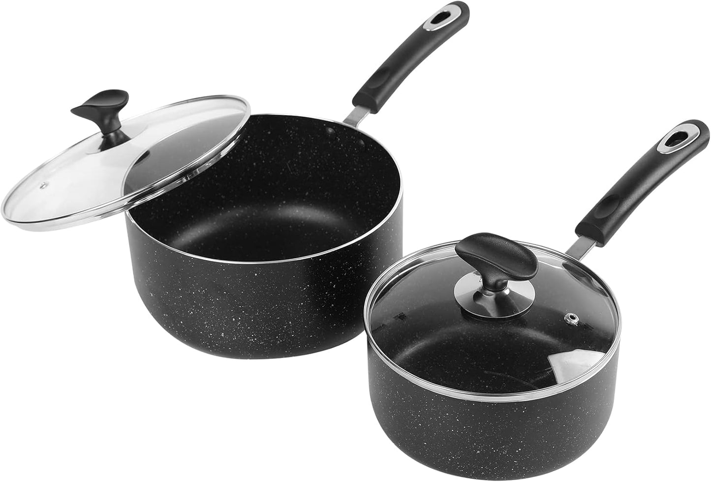 Nonstick Saucepan Set with Glass Lid - 2Qt and 3Qt Non Stick Small Pot for Home Kitchen