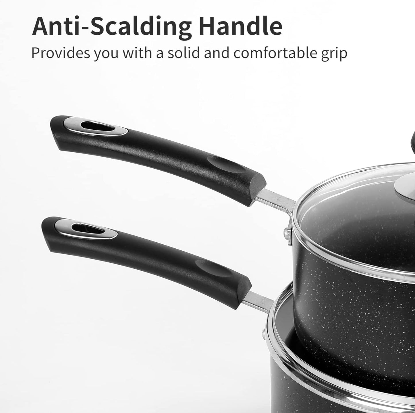 Nonstick Saucepan Set with Glass Lid - 2Qt and 3Qt Non Stick Small Pot for Home Kitchen