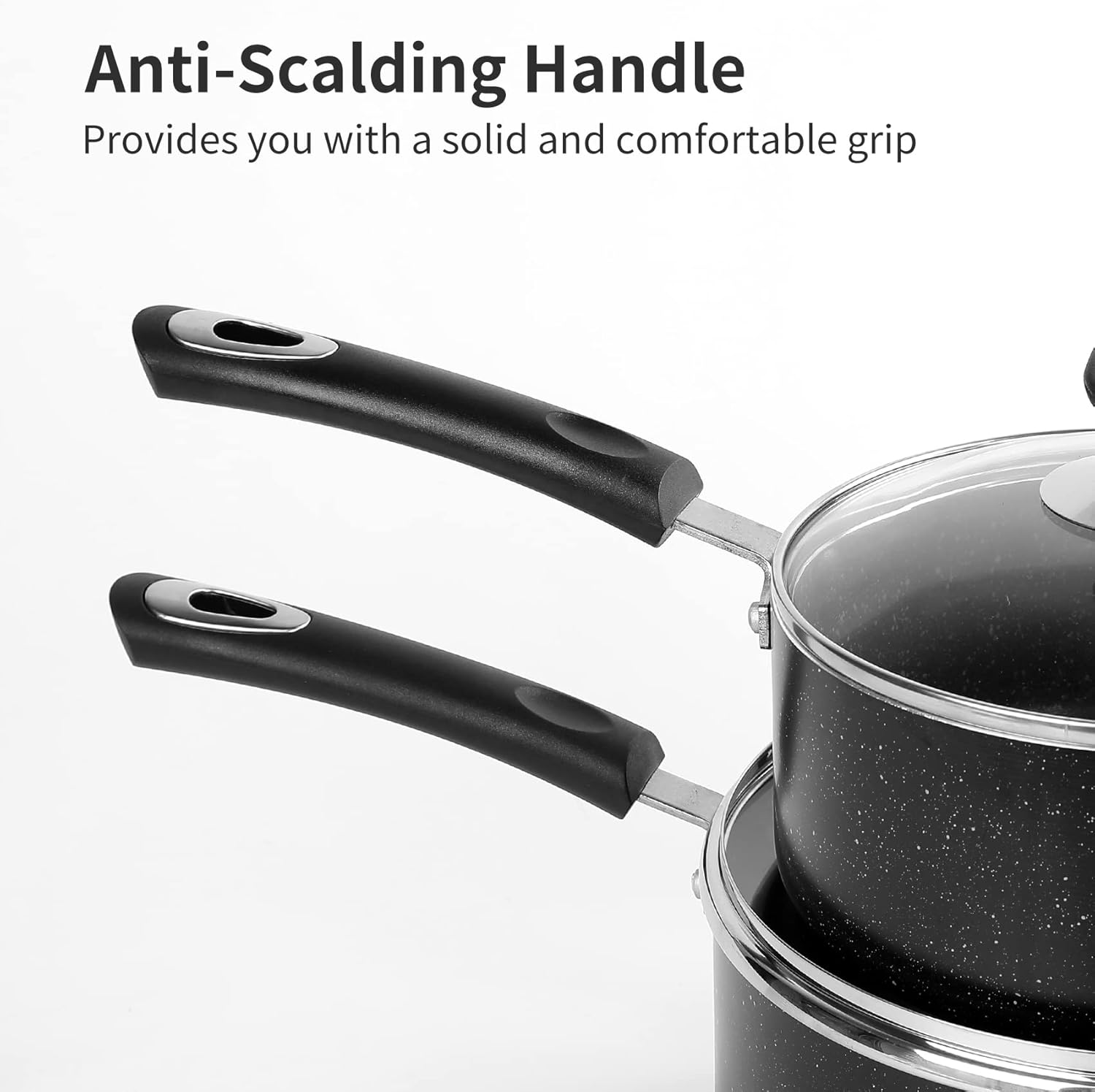 Nonstick Saucepan Set with Glass Lid - 2Qt and 3Qt Non Stick Small Pot for Home Kitchen