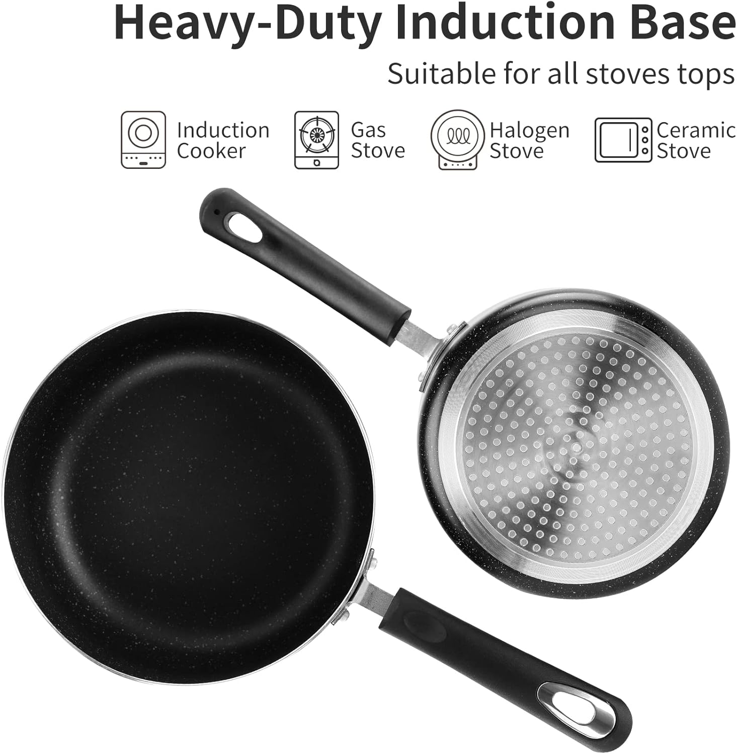 Nonstick Saucepan Set with Glass Lid - 2Qt and 3Qt Non Stick Small Pot for Home Kitchen