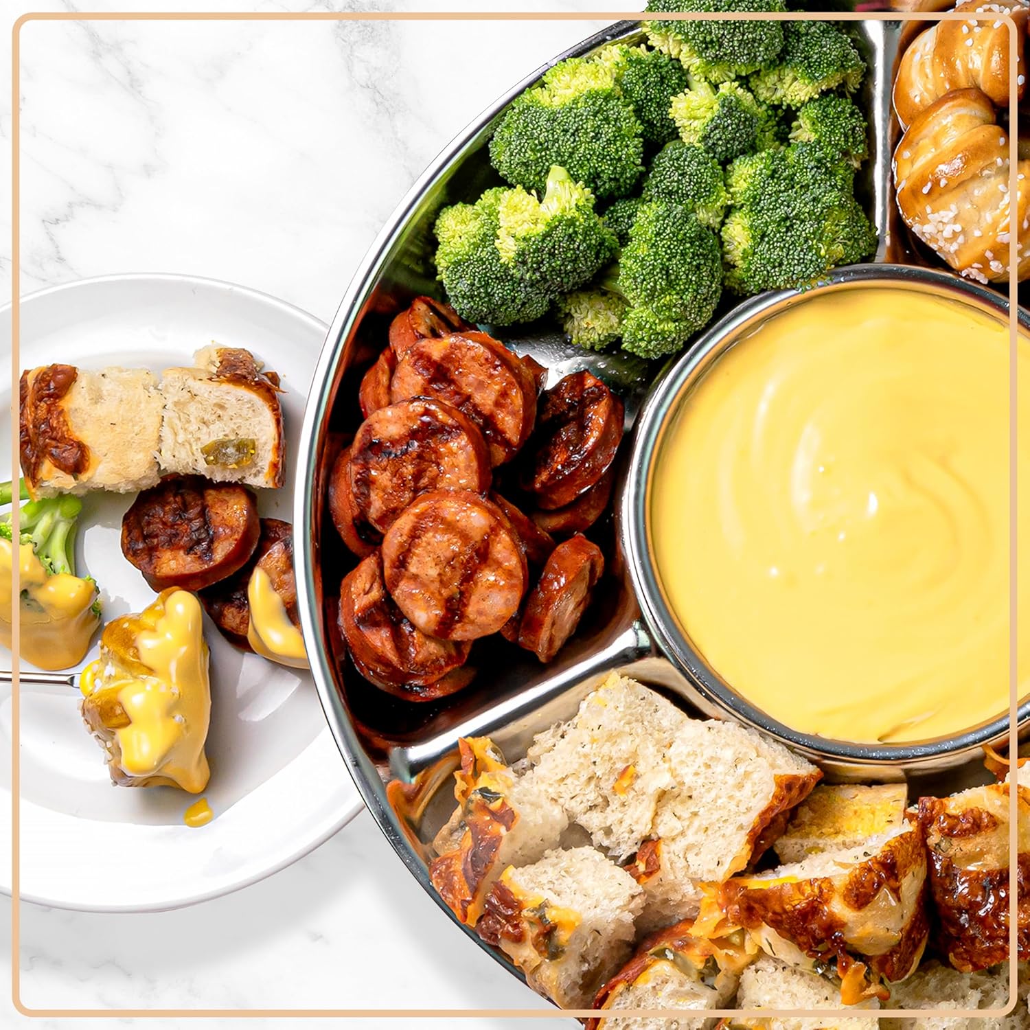 Nostalgia Electric Fondue Pot Set with Temperature Control & 4 Dipping Forks - Chocolate & Cheese Fondue Kit for Parties - Stainless Steel, 10oz