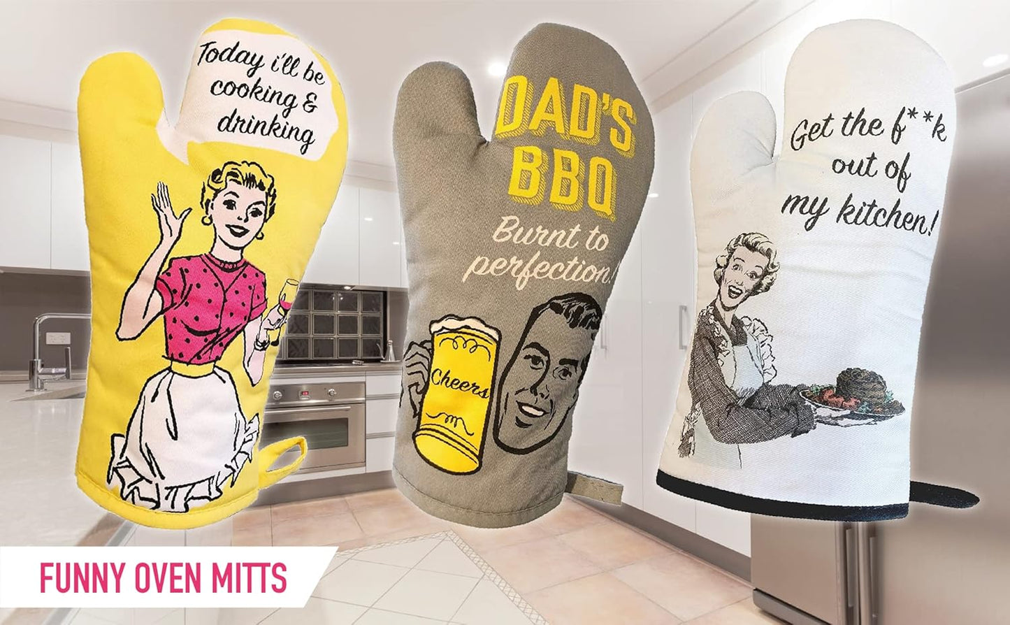 Novelty Brunch Club Oven Mitt - Funny Heat Resistant Kitchen Glove for Cooking Grilling BBQ - Ideal Gift for Cooking Enthusiasts