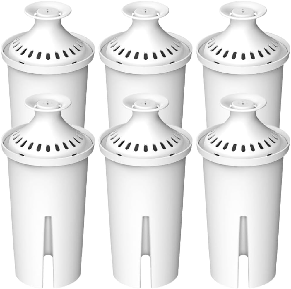 NSF Certified Max Strength Water Filter Replacement for Brita & Mavea Pitchers - 6 Count, 1 Year Supply