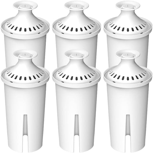 NSF Certified Max Strength Water Filter Replacement for Brita & Mavea Pitchers - 6 Count, 1 Year Supply