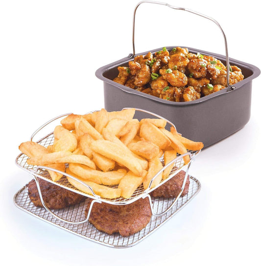 Nuwave 2pc Brio Air Fryer Accessory Set - Reversible Rack & Baking Pan - Fits 3QT Brio Air Fryers & Above