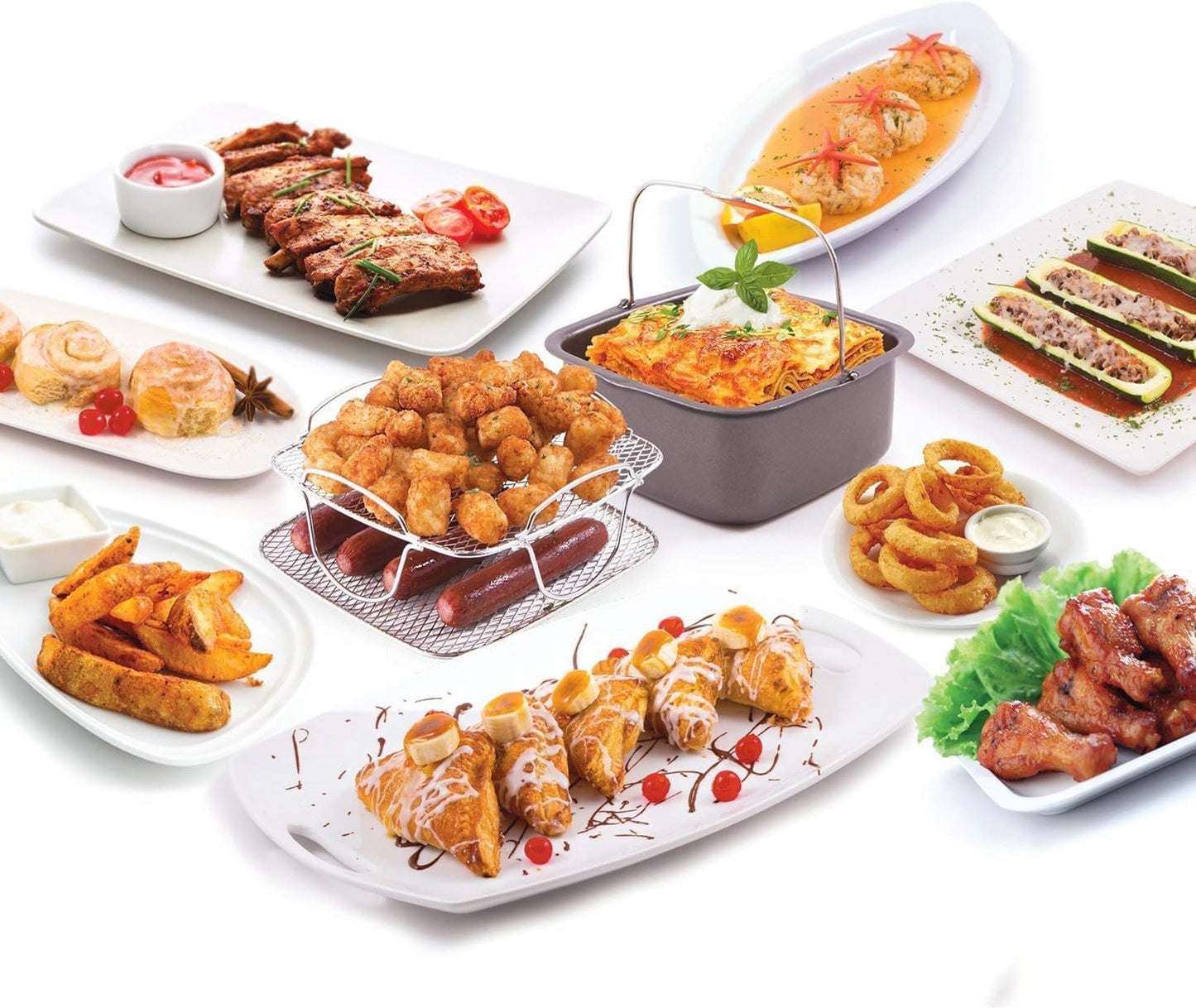Nuwave 2pc Brio Air Fryer Accessory Set - Reversible Rack & Baking Pan - Fits 3QT Brio Air Fryers & Above