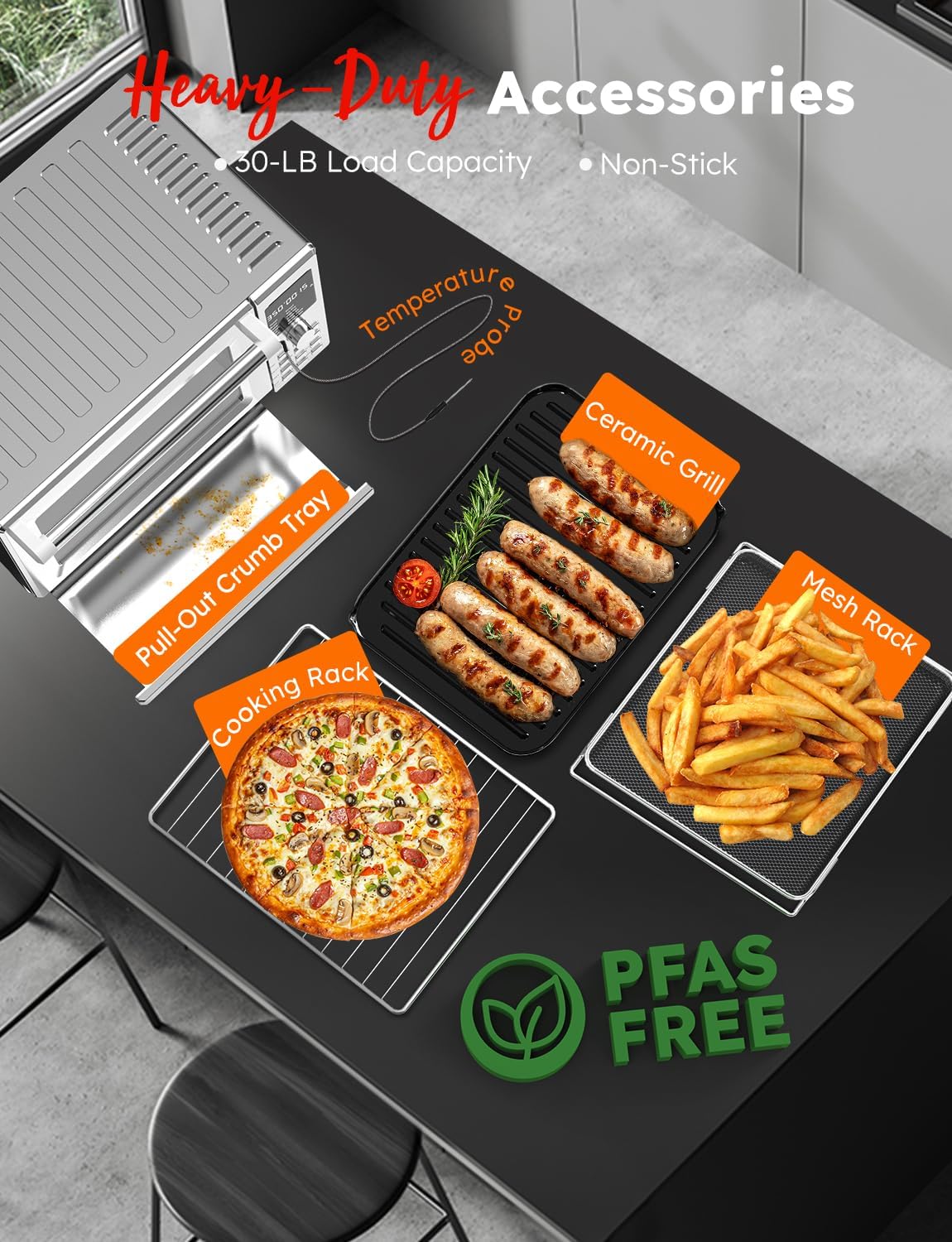 Nuwave Bravo XL Pro Air Fryer Toaster Oven with Grill Combo - 2025 New Ultra-Fast Convection System - 35% Crispier - 2X More Even - 142 Presets - 50-500F - Smarter Probe - PFAS Free - 30QT - Stainless Steel