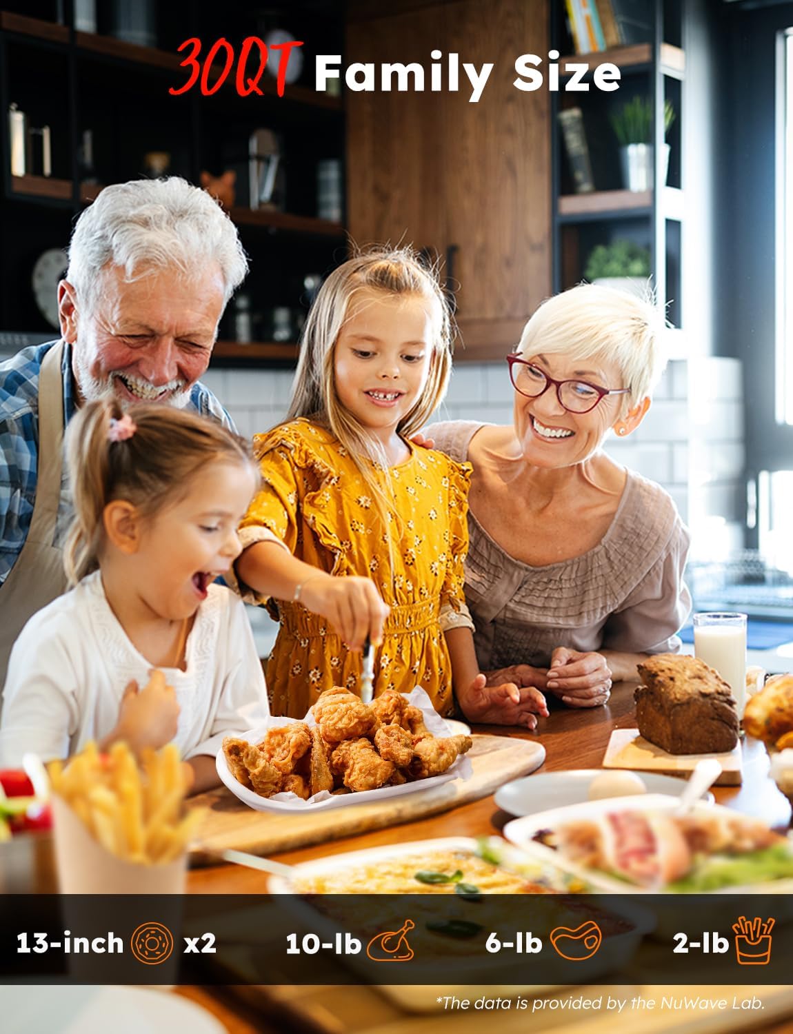 Nuwave Bravo XL Pro Air Fryer Toaster Oven with Grill Combo - 2025 New Ultra-Fast Convection System - 35% Crispier - 2X More Even - 142 Presets - 50-500F - Smarter Probe - PFAS Free - 30QT - Stainless Steel